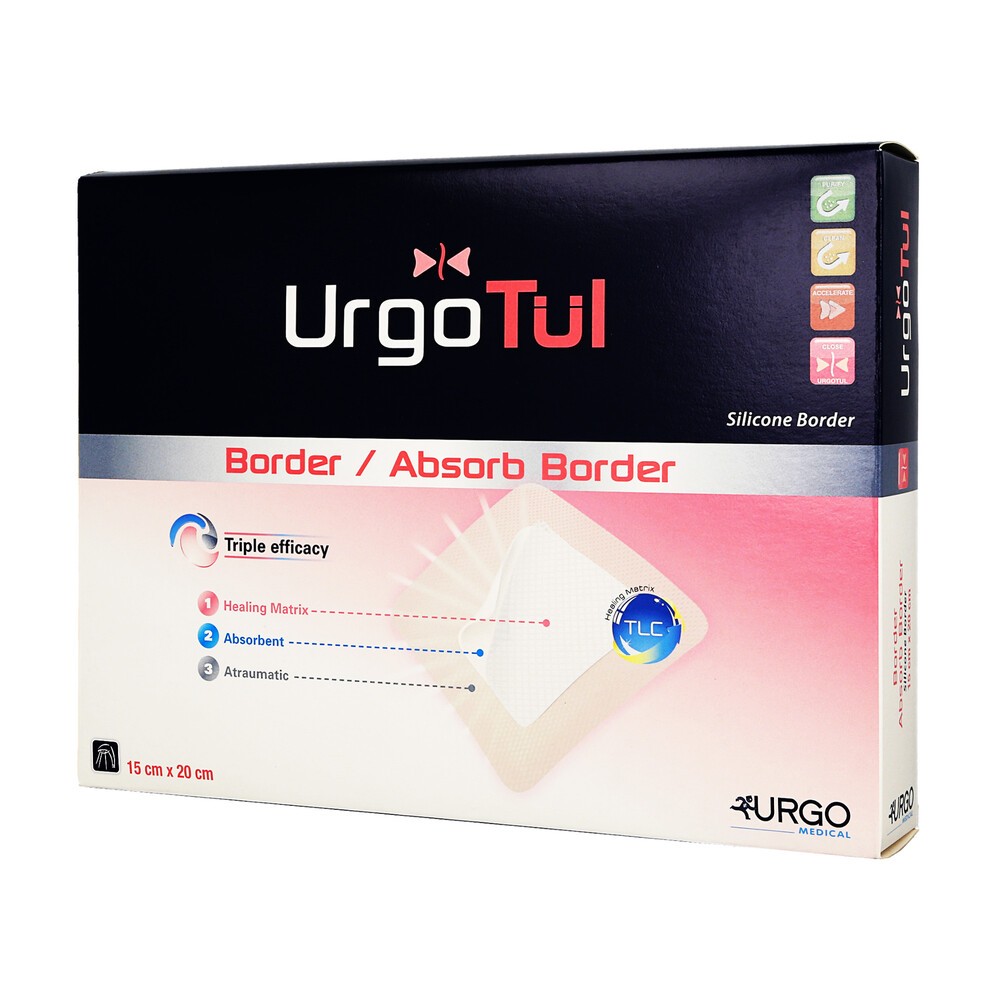 UrgoTul Absorb Border, opatrunek, 15 cm x 20 cm, 1 szt. (z opakowania wielosztukowego)