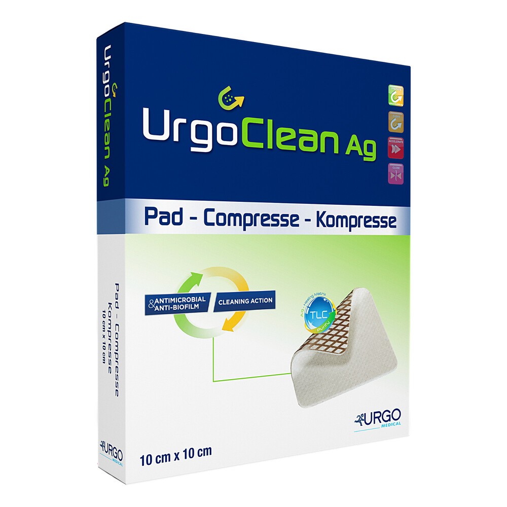 UrgoClean Ag, opatrunek, 10 cm x 10 cm, 1 szt. (z opakowania wielosztukowego)