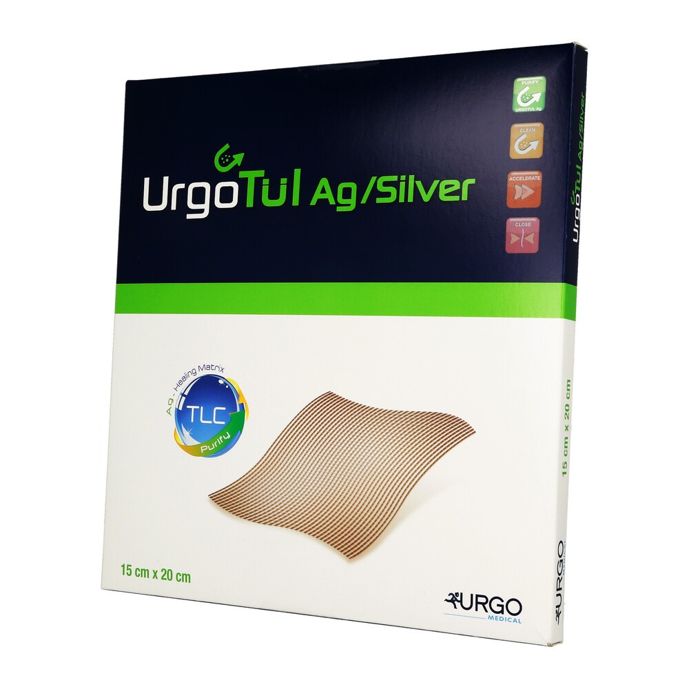 UrgoTul Ag Silver, opatrunek,15 cm x 20 cm, 1 szt. (z opakowania wielosztukowego)