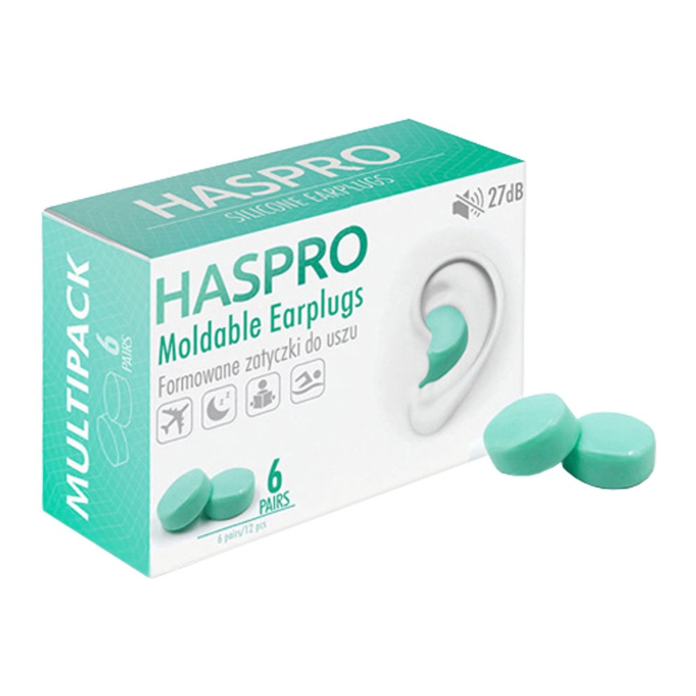 Haspro Haspro MOLD 6P Formowane zatyczki do uszu wielokrotnego użytku - 6 par HASPRO-MOLD