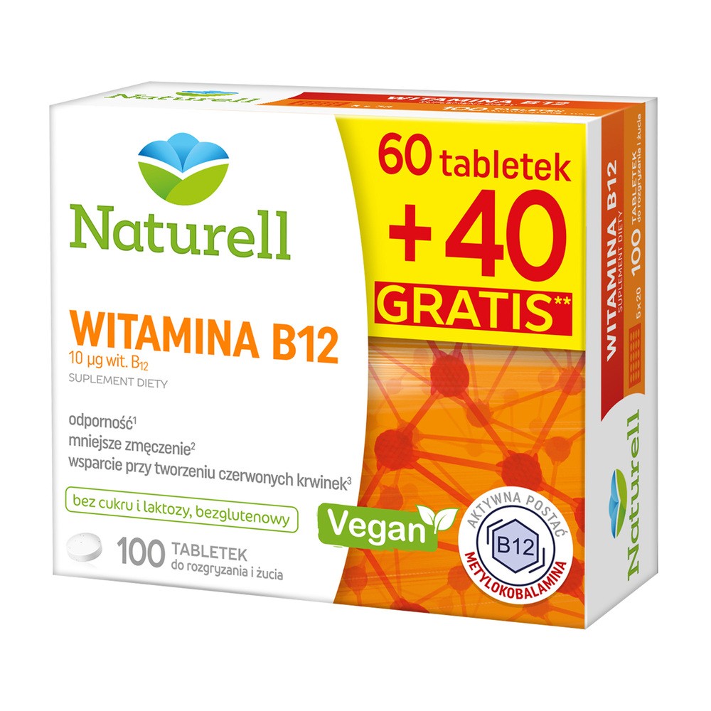 Naturell Witamina B12 x 100 tabl do ryzgryzania i żucia