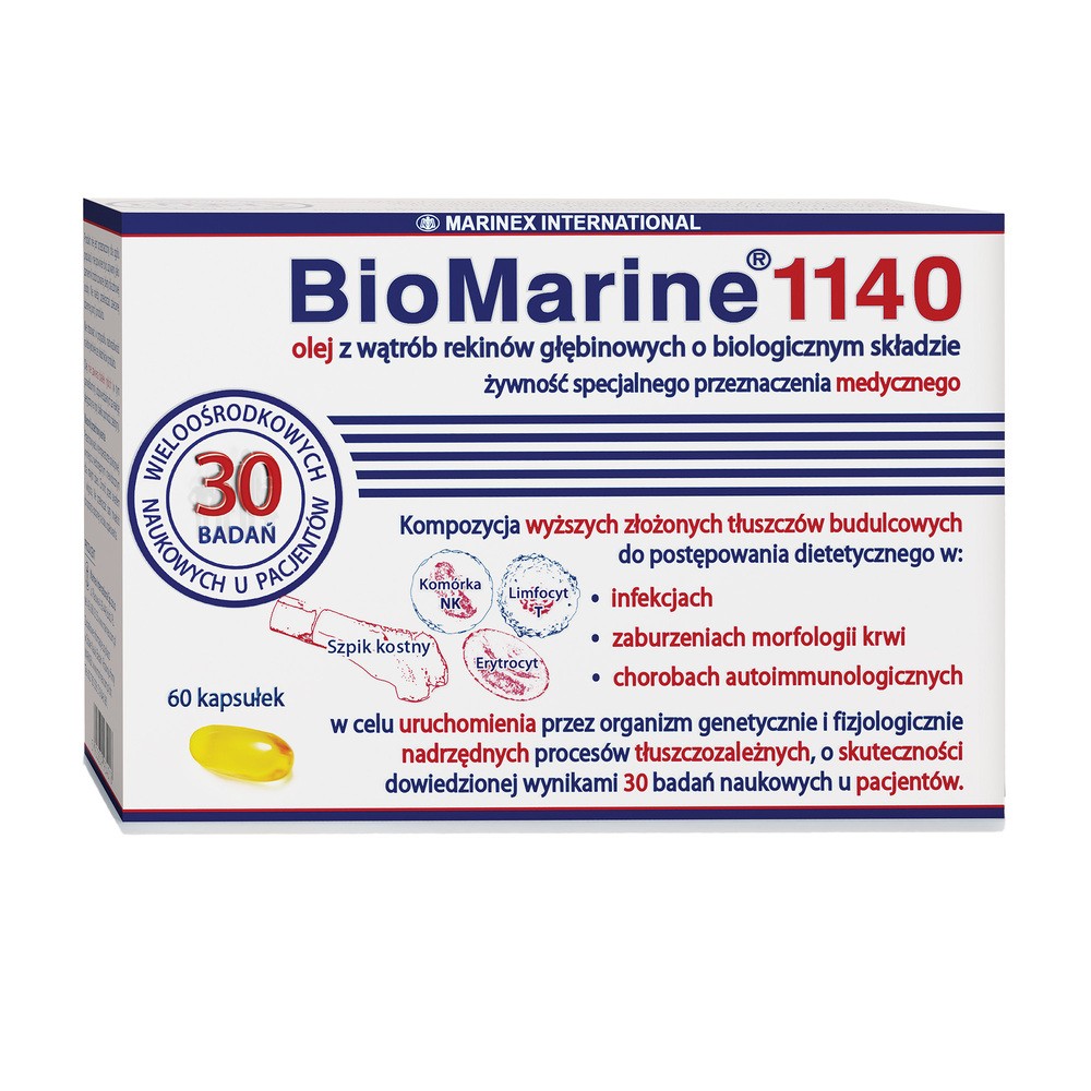 Opinie o BioMarine 1140 (Olej z Wątroby Rekinów Głębinowych) 3 x 60 Kapsułek