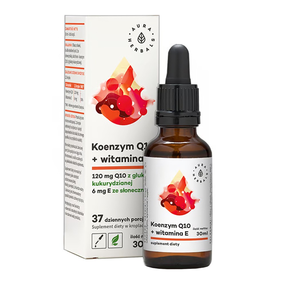 AURA HERBALS Koenzym Q10 + witamina E - suplement diety w kroplach (30ml) 9F71-75926