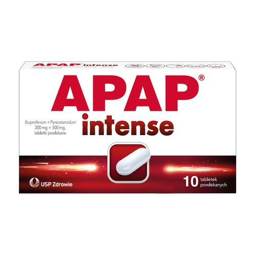 USP ZDROWIE SP. Z O.O Apap Intense 0,2g+0,5g 10 Tabletek Powlekanych