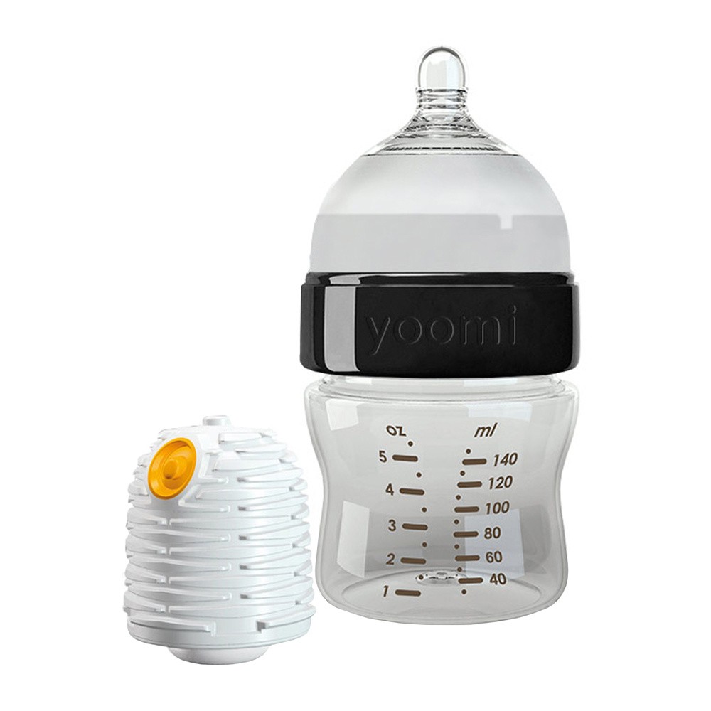 Yoomi, zestaw Black, butelka 140 ml + podgrzewacz, 1 szt.