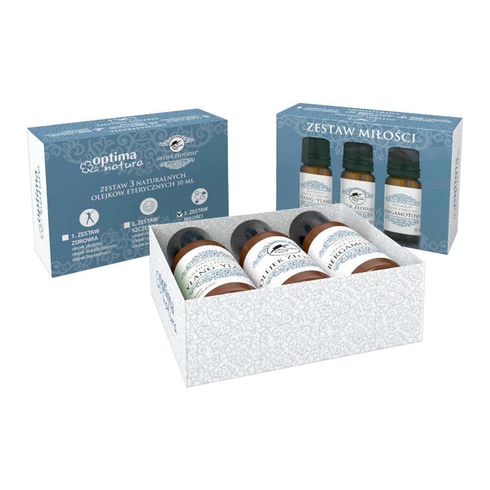 OPTIMA NATURA ZESTAW MIŁOŚCI 3 x 10 ml olejki eteryczne ylang złodziei bergamotkowy