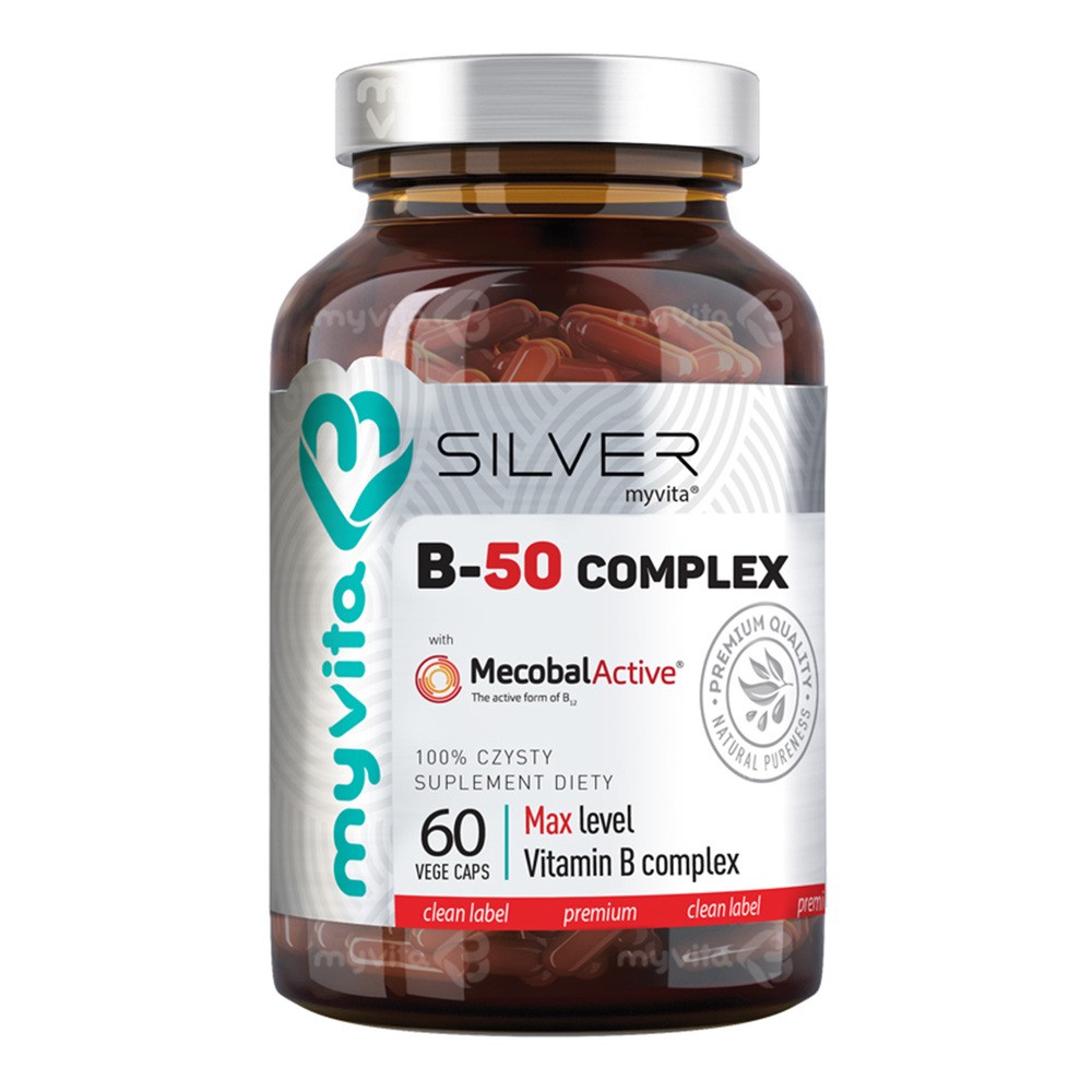 MyVita SILVER 100% Witamina B-50 Complex MAX 60kaps. 21PRJWIBE1