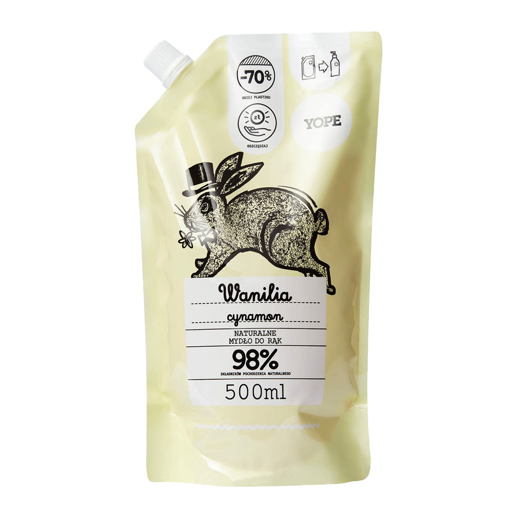 YOPE naturalne mydło w płynie wanilia i cynamon refill pack 500ml