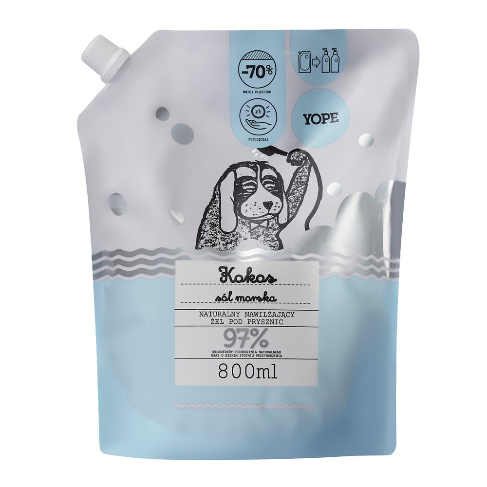 YOPE naturalny żel pod prysznic Kokos i Sól Morska Reffil 800 ml