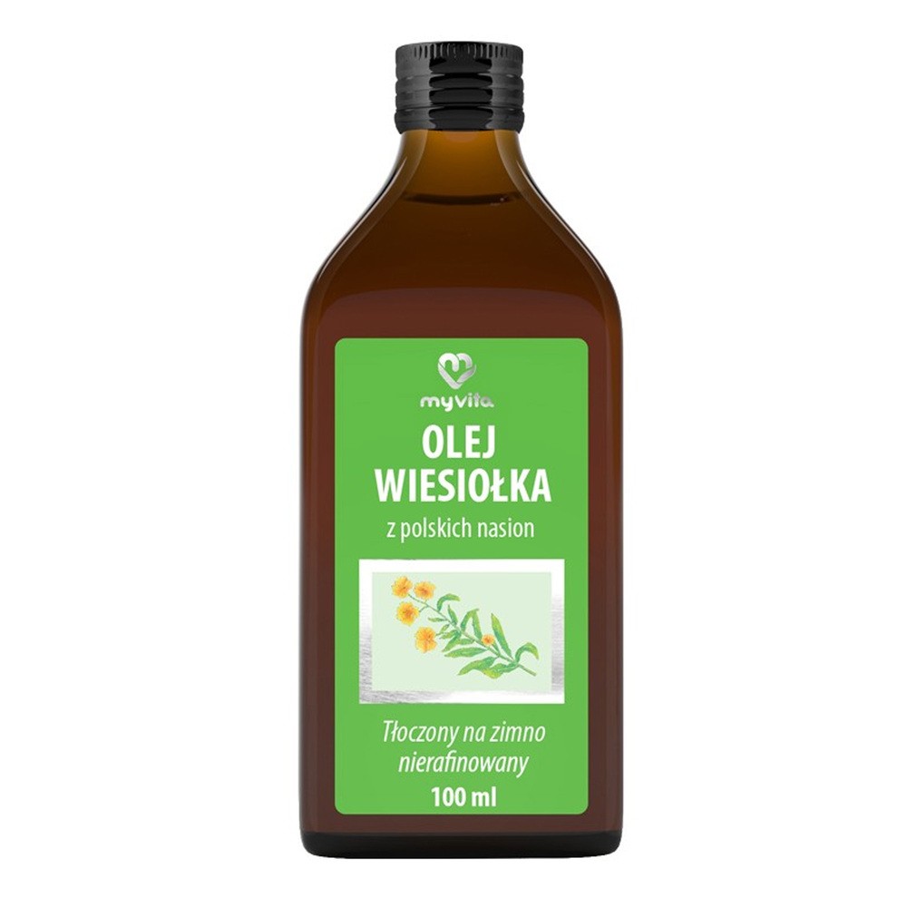 Olej z Wiesiołka Tłoczony na Zimno, Nierafinowany, Myvita, 100ml