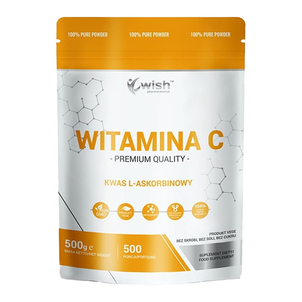 WISH Pharmaceutical WISH PHARMACEUTICAL Vitamin C 1000mg (Kwas L-Askorbinowy) 500g duża dawka witaminy C