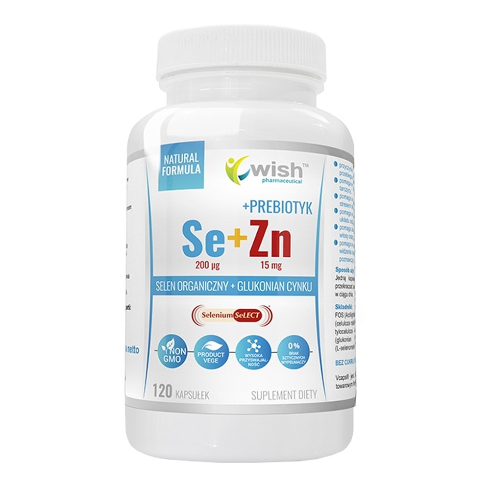 Wish Pharmaceutical Wish Selen 200 mcg + Cynk 15 mg + Prebiotyk - 120 kapsułek