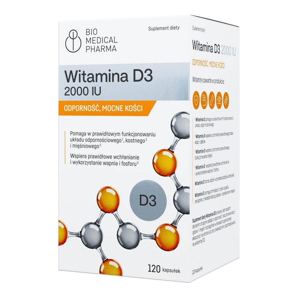 Bio Medical Pharma Bio Medical Pharma Witamina D3 2000 IU - 120 kapsułek