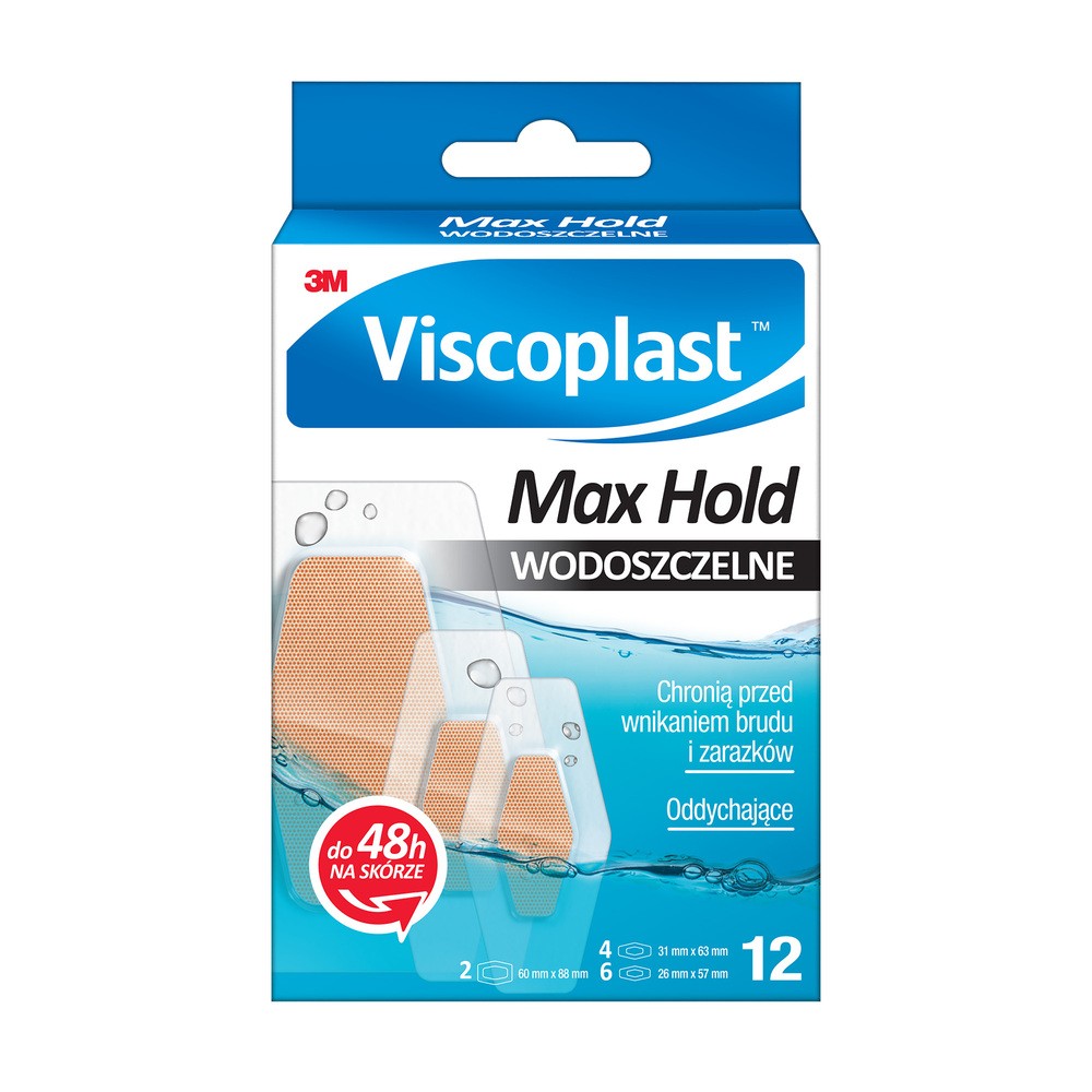 3M VISCOPLAST Plastry Viscoplast Max Hold wodoszczelne x 12 szt