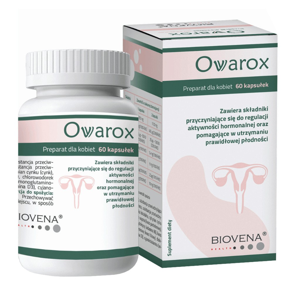 Biovena Health Ovarox - pomaga w utrzymaniu prawidłowej płodności 60 kaps.