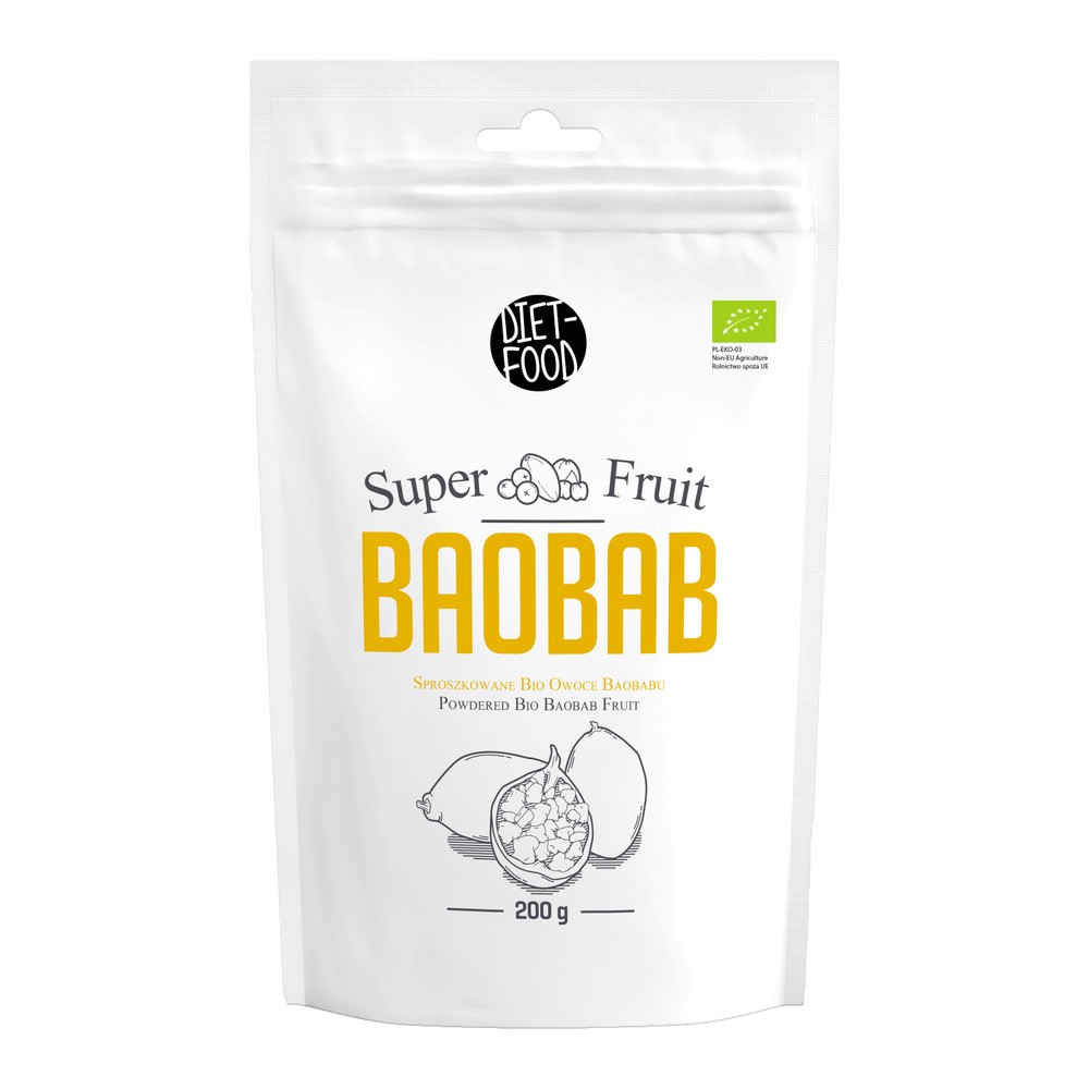 Diet-Food BIO Baobab - sproszkowane Bio owoce Baobabu 200g Senegal