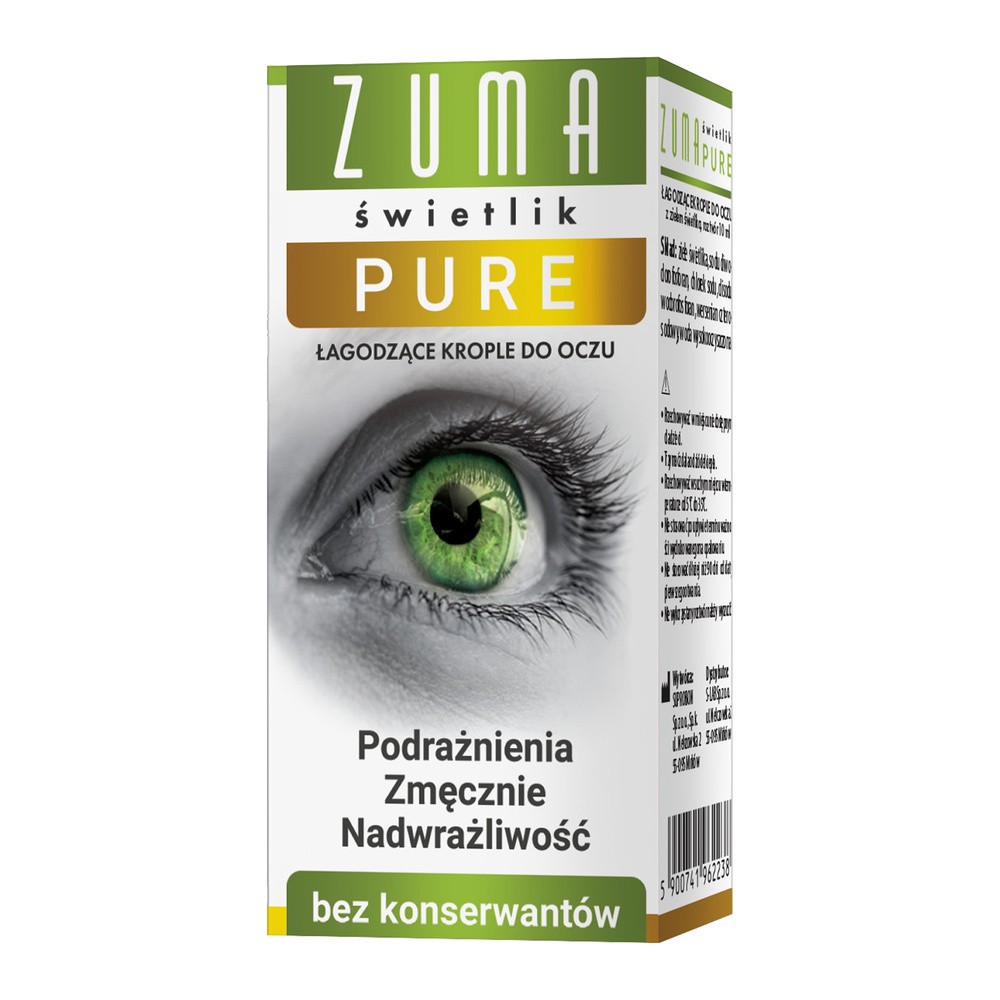 S-Lab SP Z O O ZUMA Świetlik Pure Łagodzące krople do oczu 10 ml