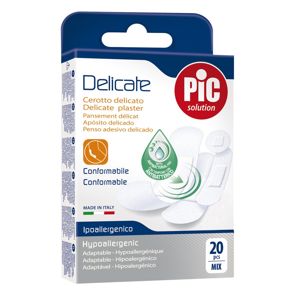 PiC Delicate assorted, antybakteryjne plastry opatrunkowe, mix, 20 szt.