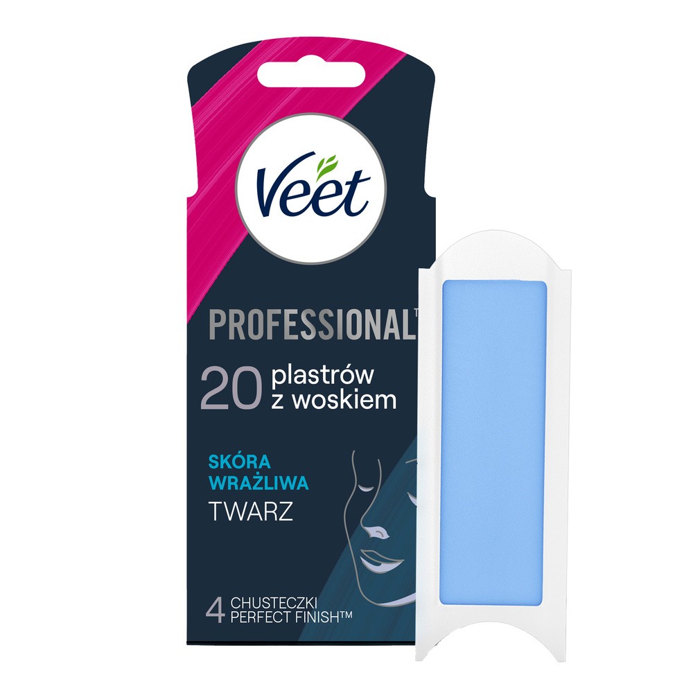 Veet Easy-Gelwax, plastry z woskiem do depilacji twarzy, 20 szt.