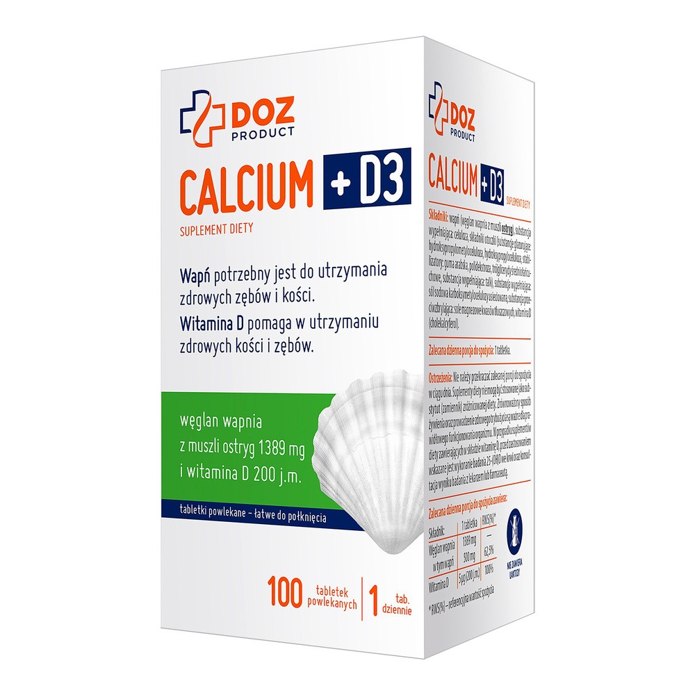 DOZ PRODUCT Calcium + D3, tabletki powlekane, 100 szt.