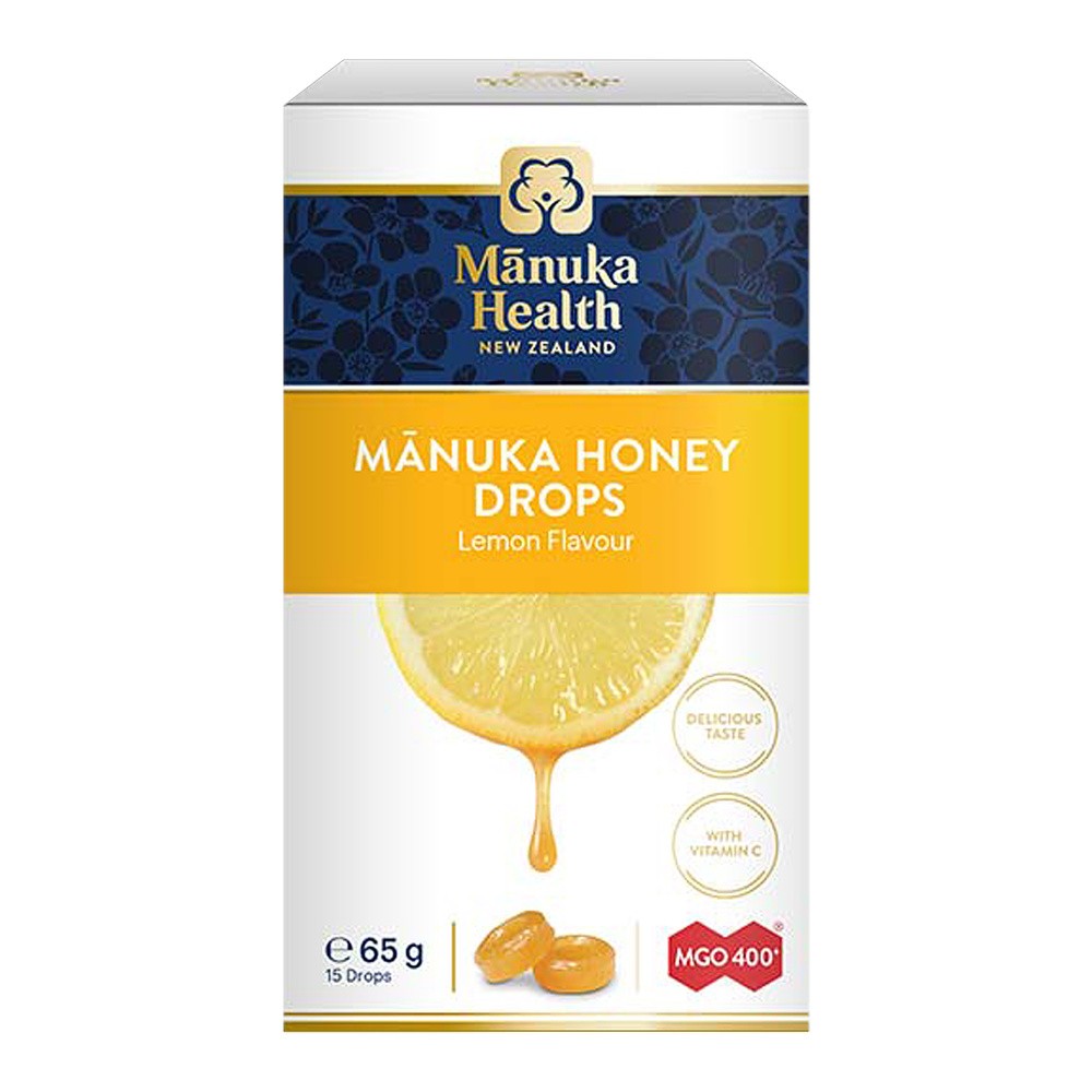 Manuka Health New Zealand HEALTH Cukierki z Miodem MG0 400+ i witaminą C, o smaku cytrynowym 65g - Health