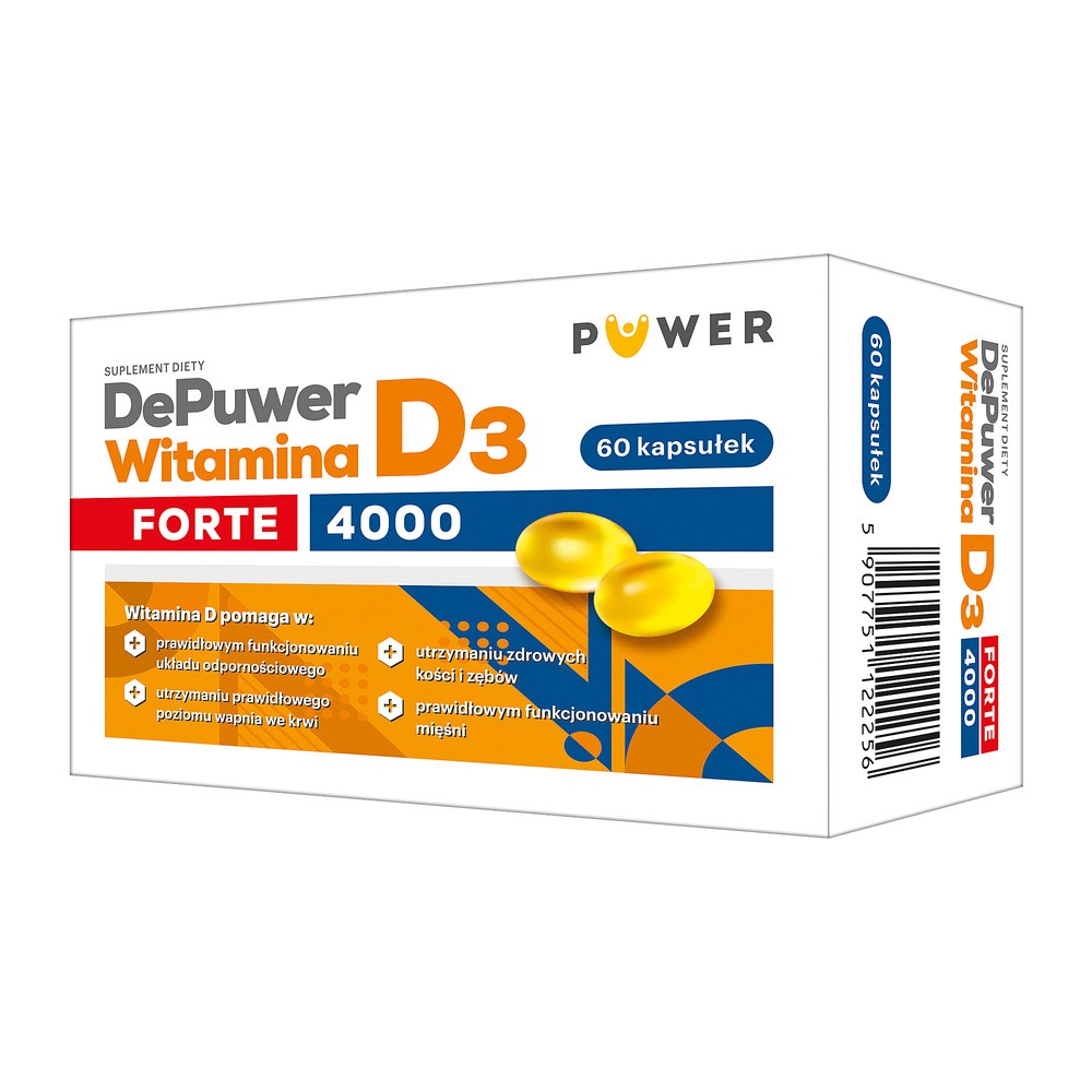 PUWER POLSKA SP. Z O.O. Puwer Witamina D3 Forte 4000 60 kapsułek 3764241