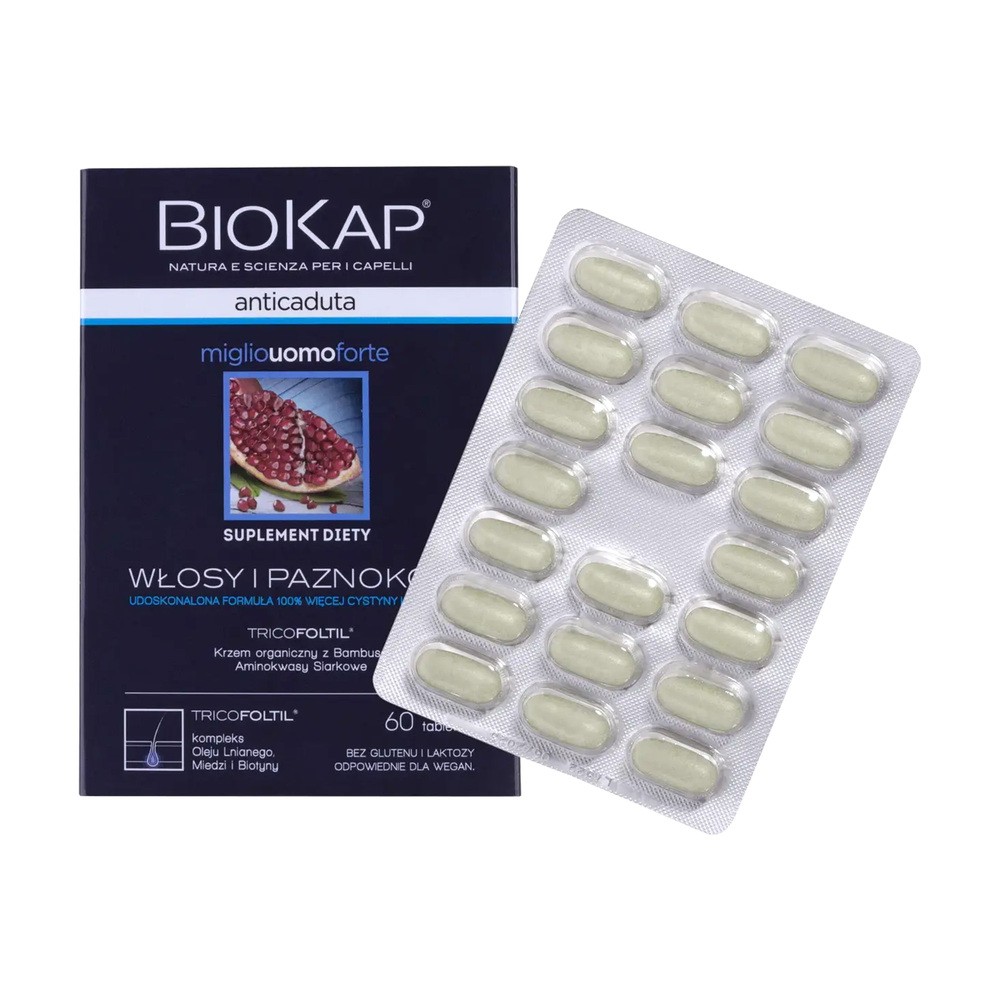 BIOKAP Anticaduta Tabletki przeciw wypadaniu włosów dla mężczyzn, 60 tabletek