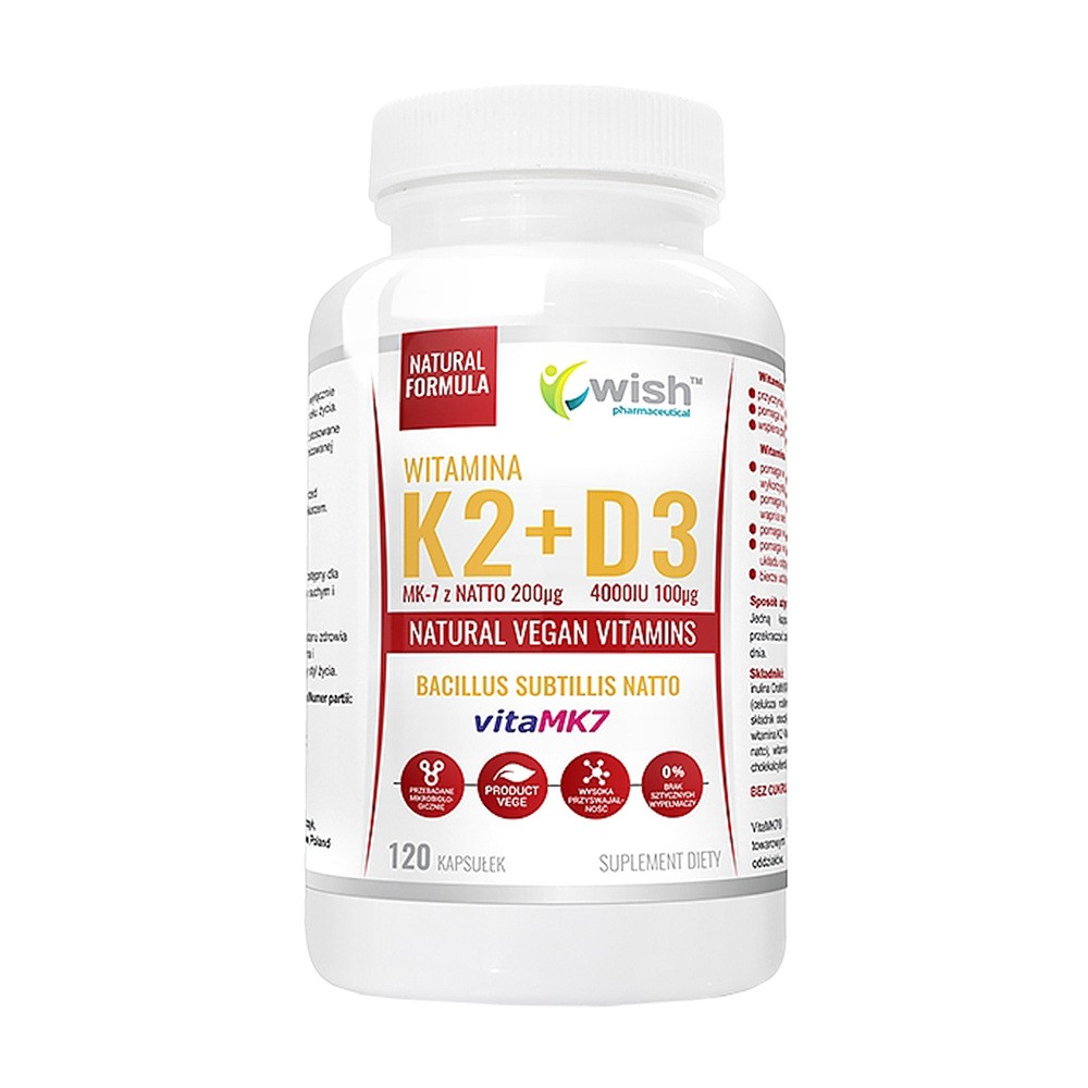 WISH Pharmaceutical Wish Pharmaceutical Vitamin K2 Mk-7 Natto 200mcg + D3 100mcg 120caps