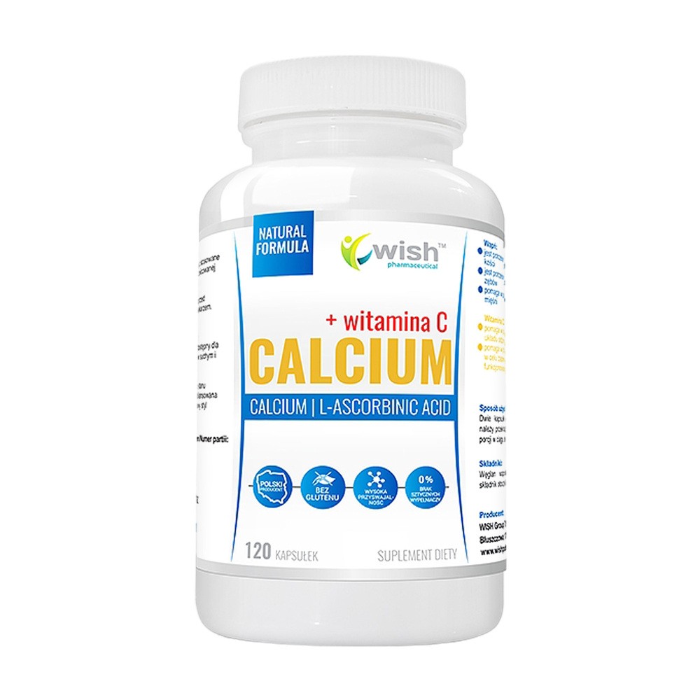 Wish Pharmaceutical Pharmaceutical Calcium + Vitamin C 120 Kapsułek
