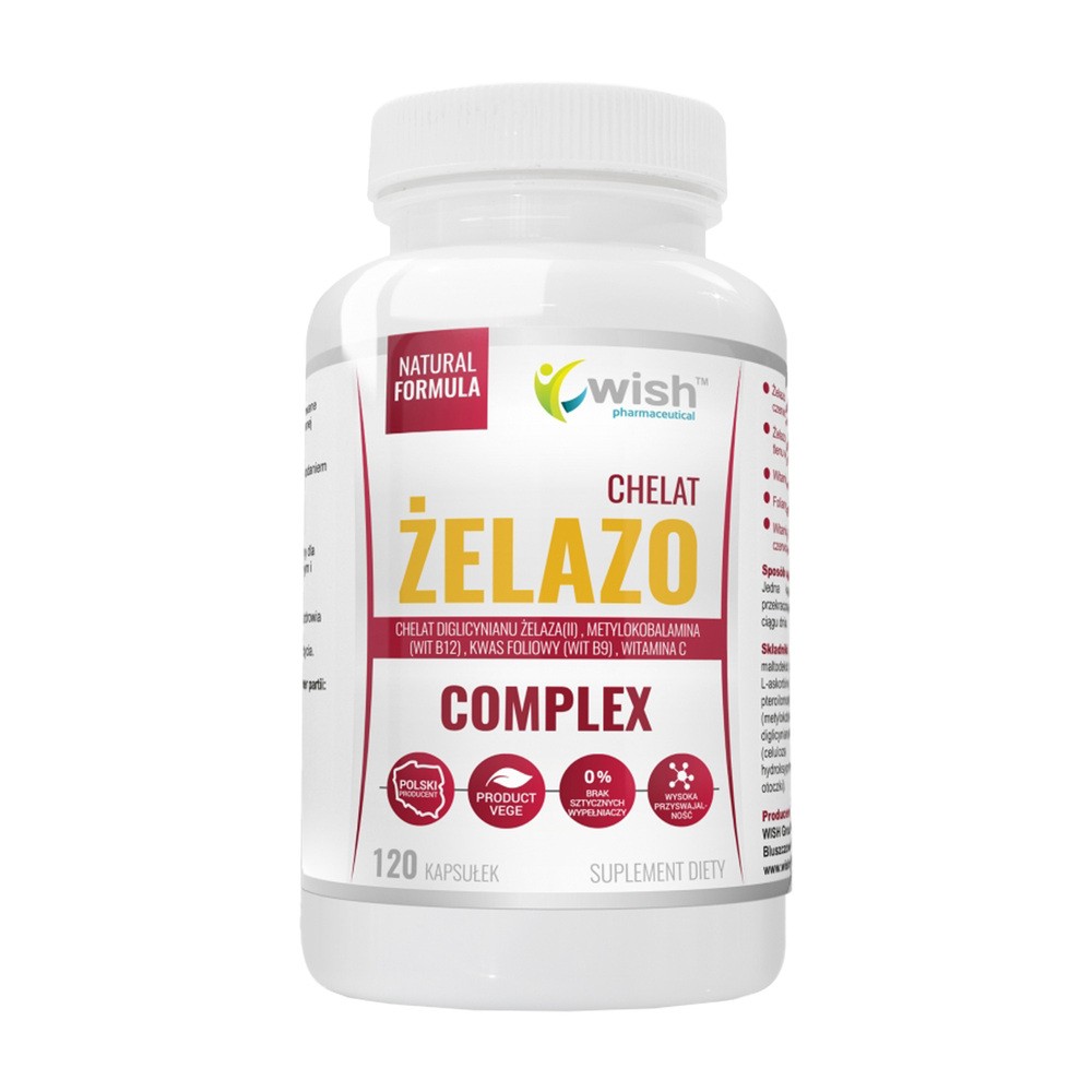 Wish Żelazo Chelat Complex, 120 kapsułek