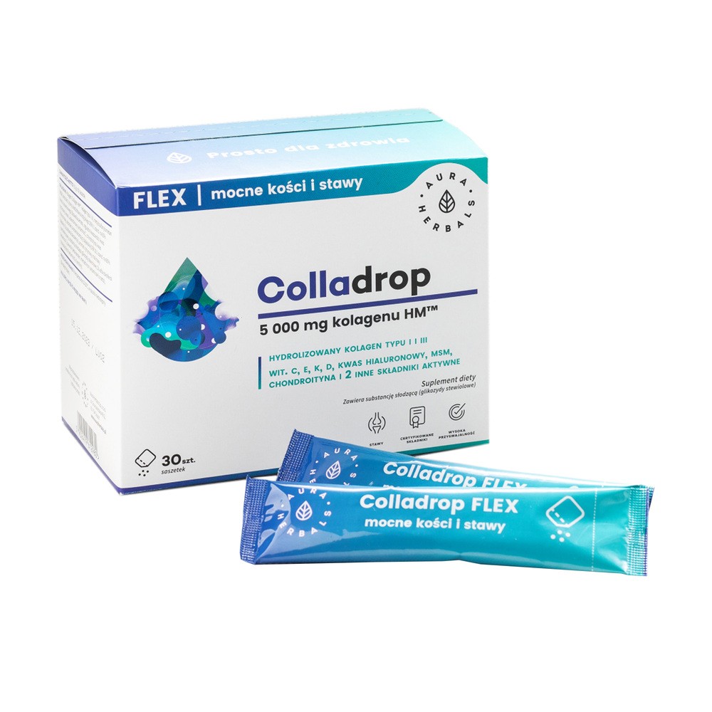 AURA HERBALS Aura Herbals Colladrop Flex kolagen morski 5000mg, 30saszetek