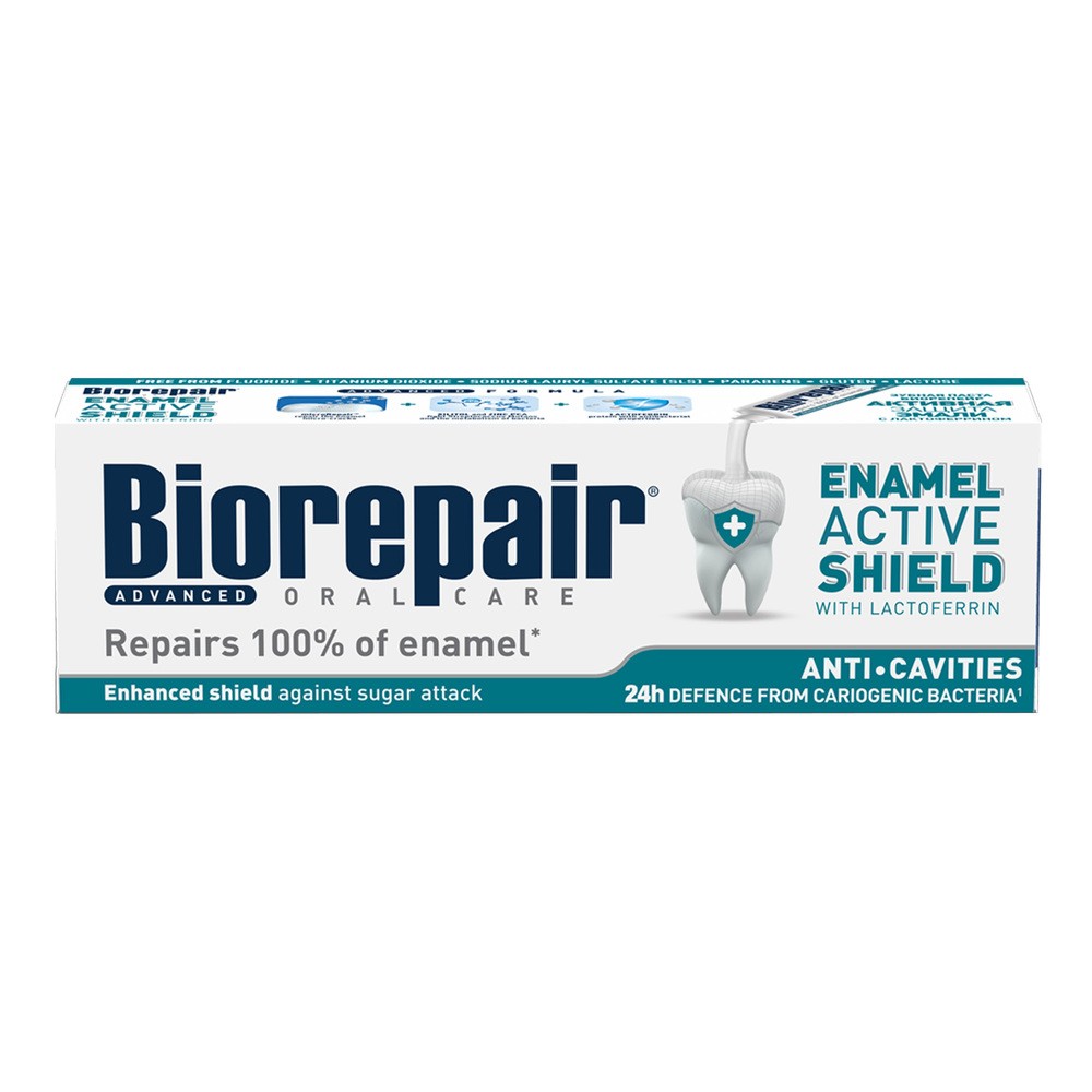 Biorepair Biorepair Pasta Active Shield - aktywna ochrona 75ml - rpzeciw ubytkom w szkliwie, z laktoferyną