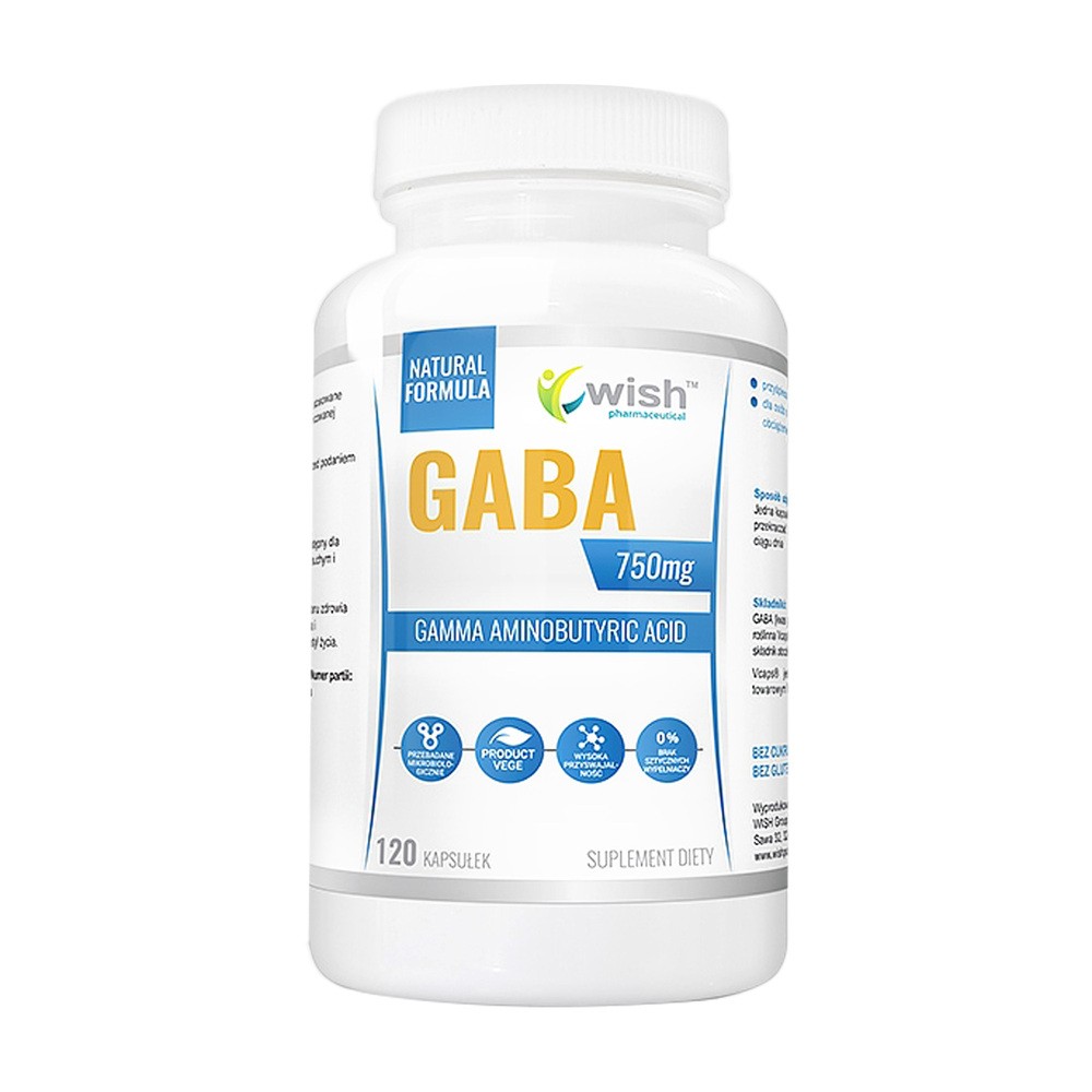 Wish, Gaba 750mg, Mózg Stres Sen Vege, 120kaps