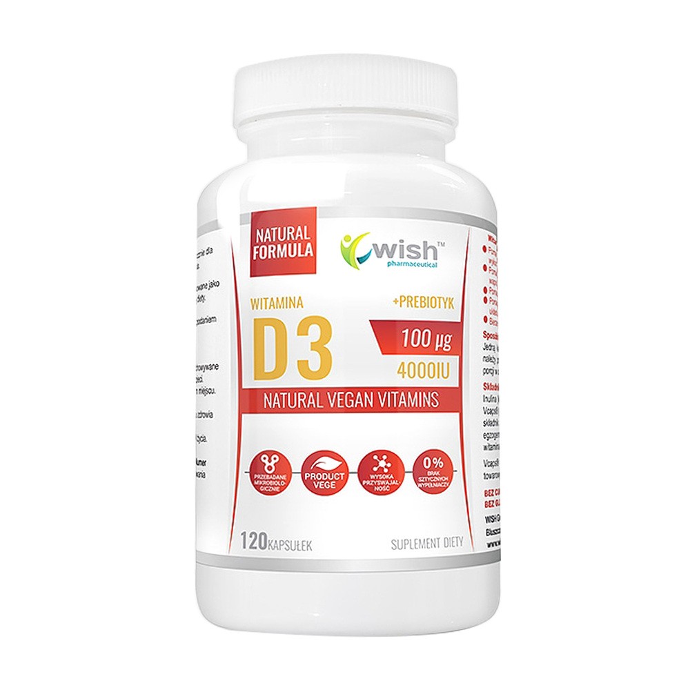 TOMASZ KACZMARCZYK WISH GROUP Wish Witamina D3 4000 IU Natural Vegan Vitamins 120 kapsułek