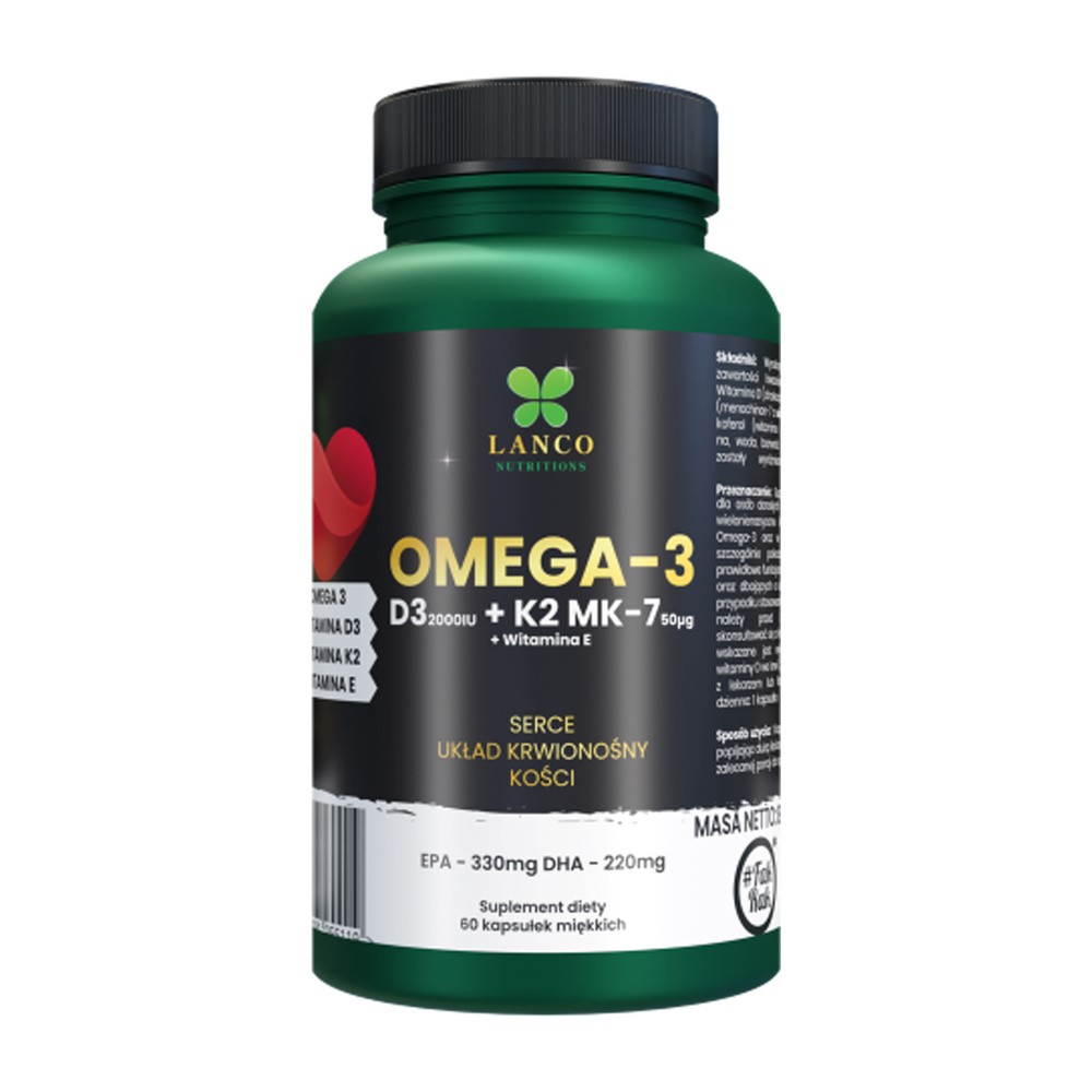 Lanco Nutritions Omega-3 + D3 + K2 MK-7, 60 kapsułek