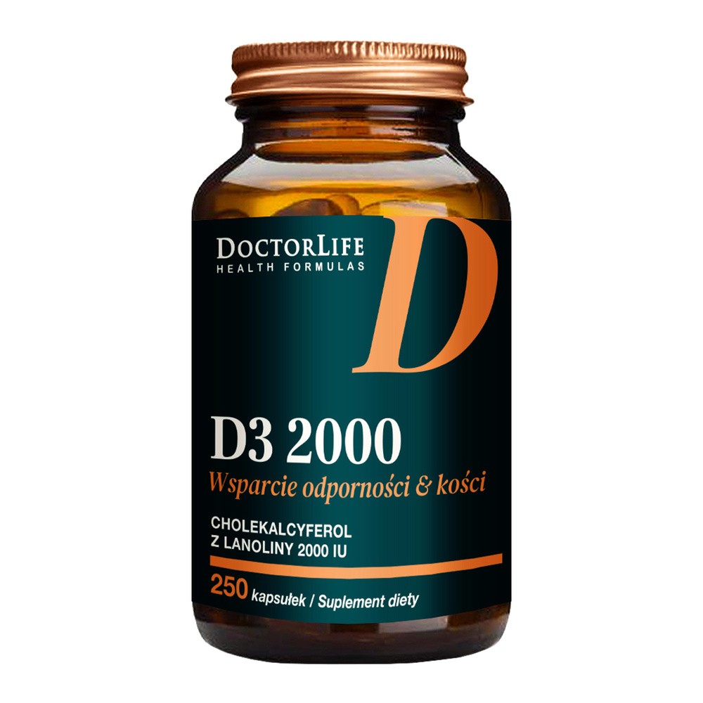 Doctor Life Doctor Life D3 2000 cholekalcyferol z lanoliny 2000iu suplement diety 250 kapsułek