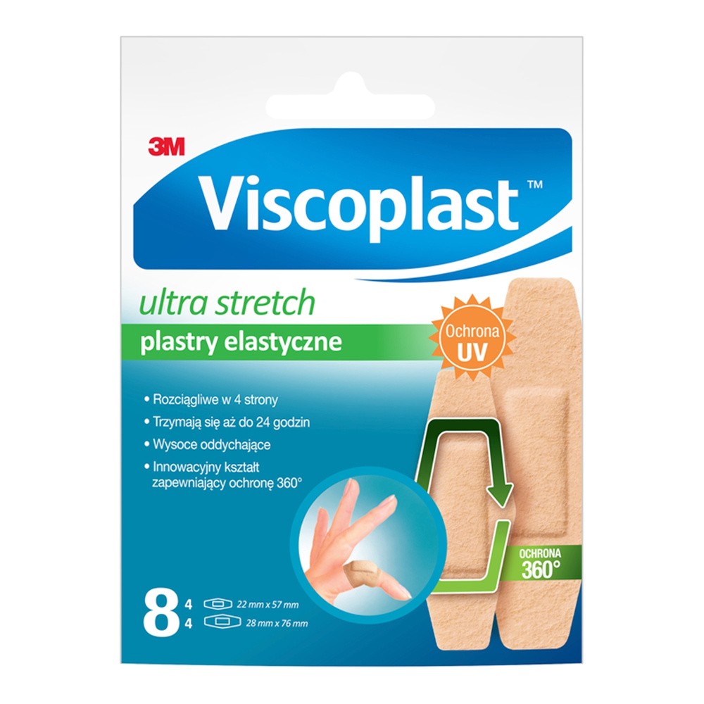 3M VISCOPLAST Viscoplast plastry elastyczne Ultra Stretch x 8 szt