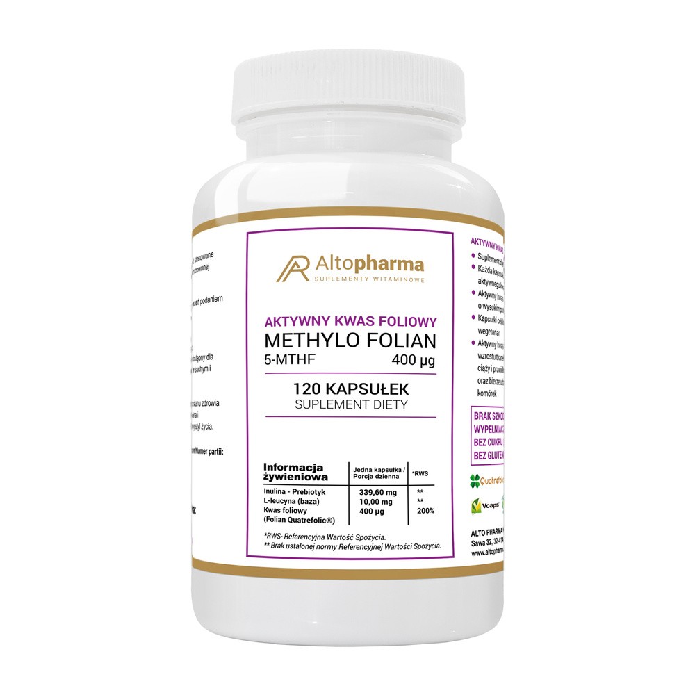 Altopharma Methylo Folian 5-MTHF 400 g aktywny kwas foliowy 120 kapsułek 1146134
