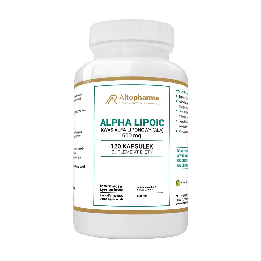 Altopharma Alpha Lipoic kwas alfa liponowy (ALA) 600 mg 120 kapsułek 1146153