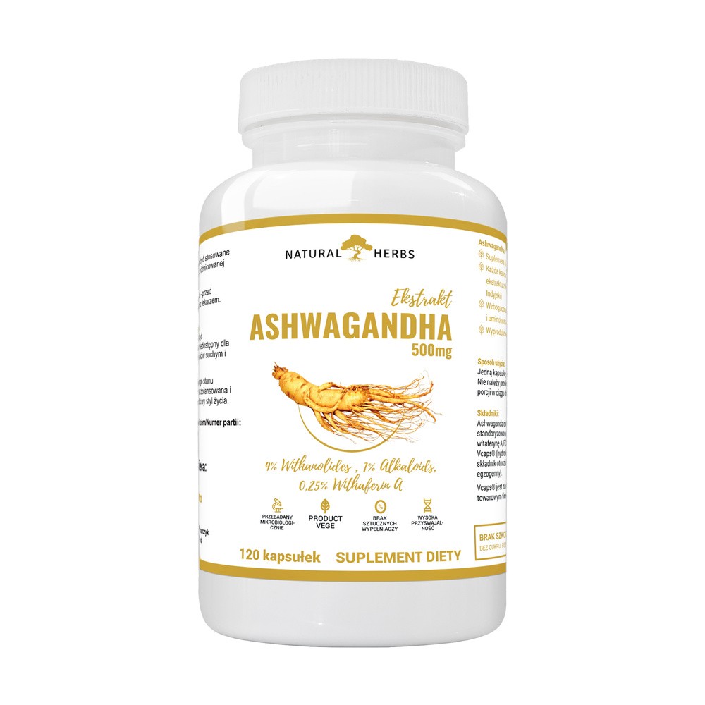 AltoPharma, Ashwagandha Ekstrakt 500mg 9% WITANOLIDÓW Żeń Szeń Indyjski, 120 kaps.