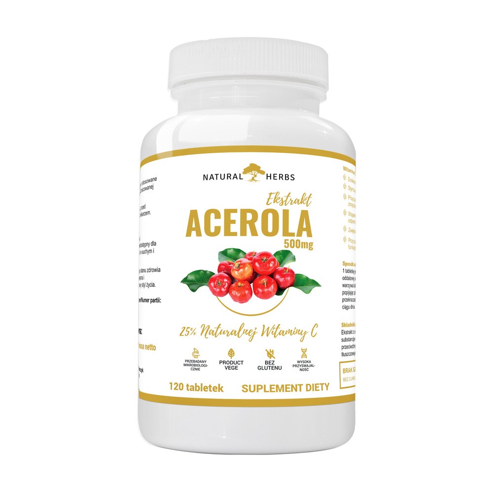 Natural Herbs Acerola 500 mg naturalna witamina C 120 tabletek 1146119
