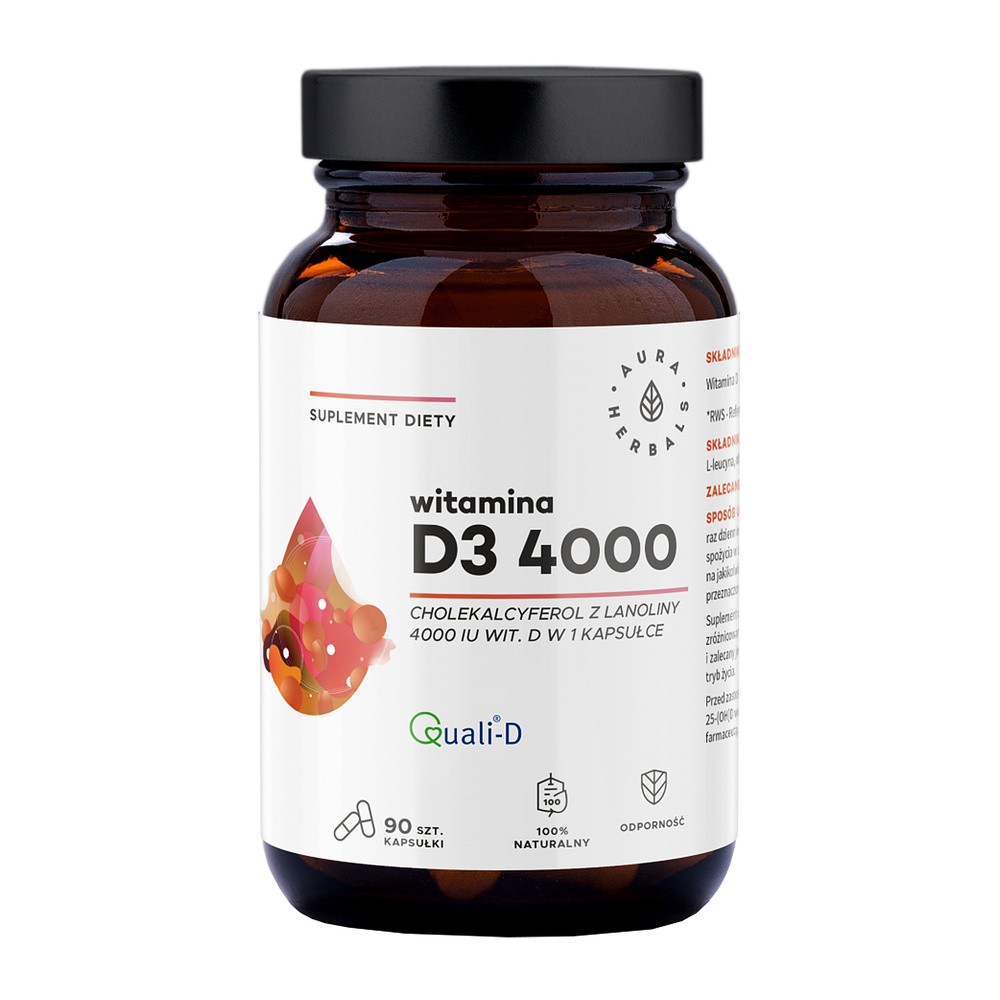Aura Herbals Witamina D3 4000 IU, kapsułki 90 szt. WITDKAPS4000