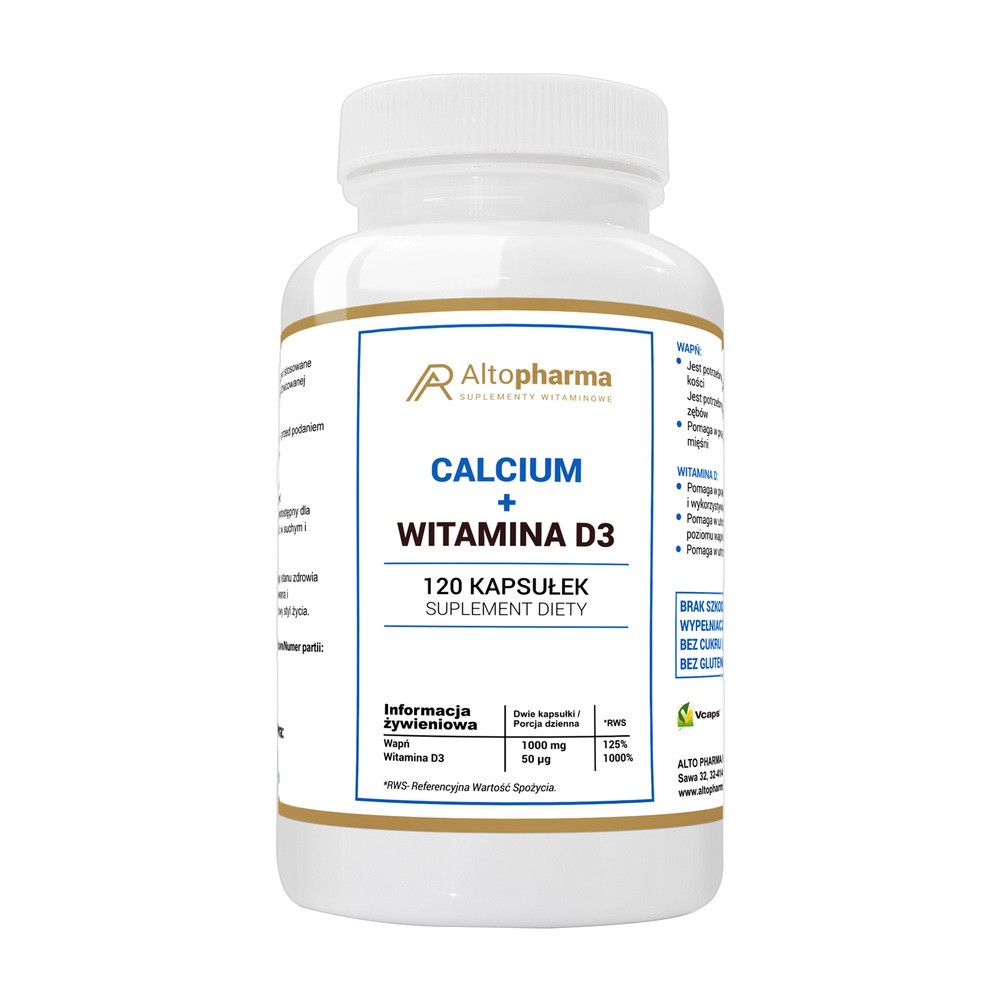 AltoPharma, Calcium 1000mg + Vitamina D3 2000iu, 120 Kaps.