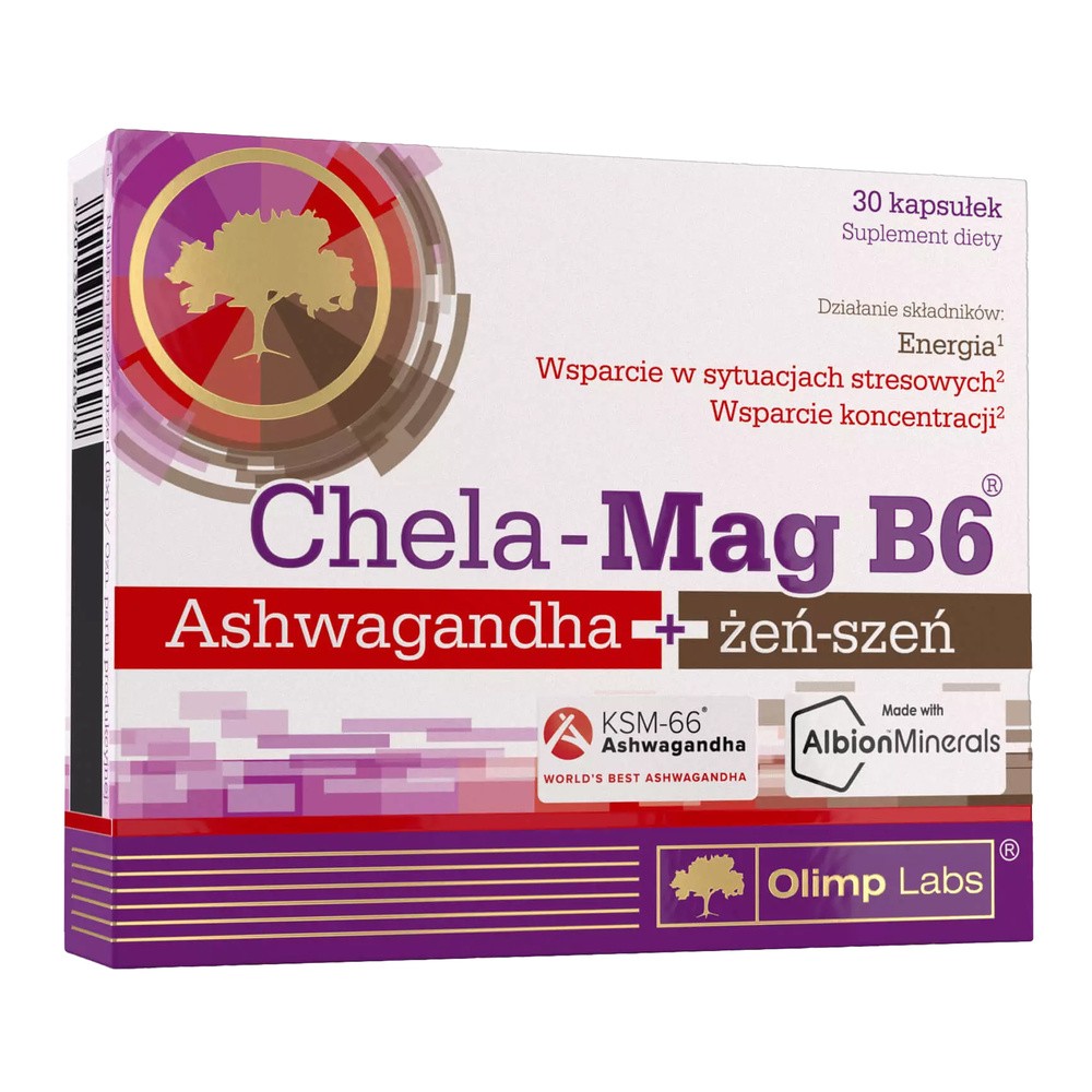 Olimp Chela-Mag B6 Ashwagandha + żeń-szeń 30 kapsułek