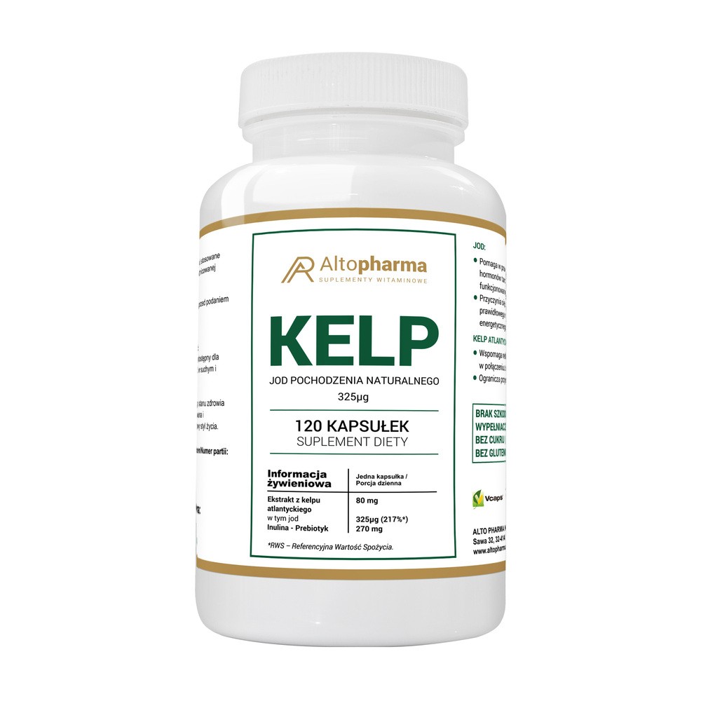 ALTOPHARMA Kelp Jod naturalny 325 µg + prebiotyk, 120 kaps.