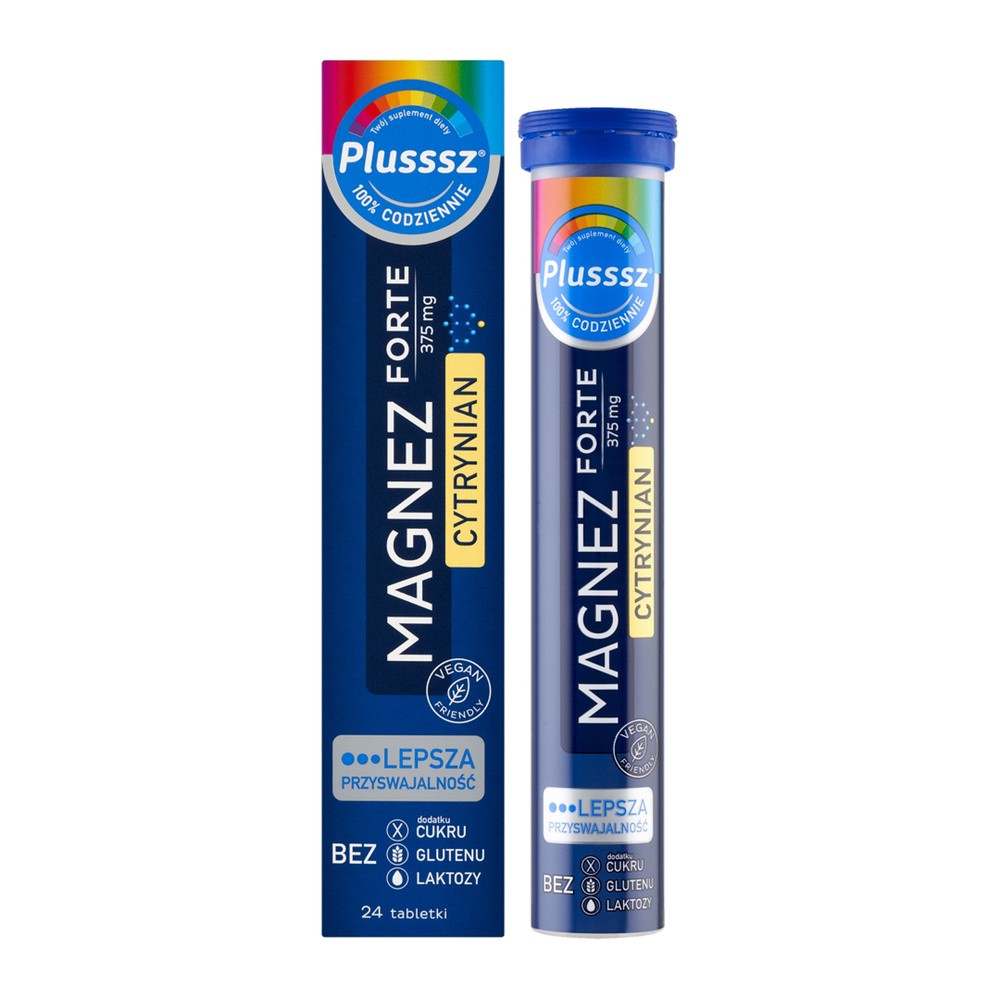 Polski Lek Plusssz Magnez Forte Cytrynian smak pomarańcza-marakuja 24 tabletek musujących 3868541