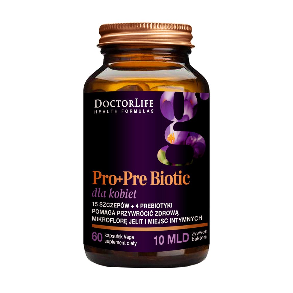 Doctor Life ProbioFlora Women probiotyki dla kobiet 14 szczepów & 4 prebiotyki suplement diety 60 kapsułek