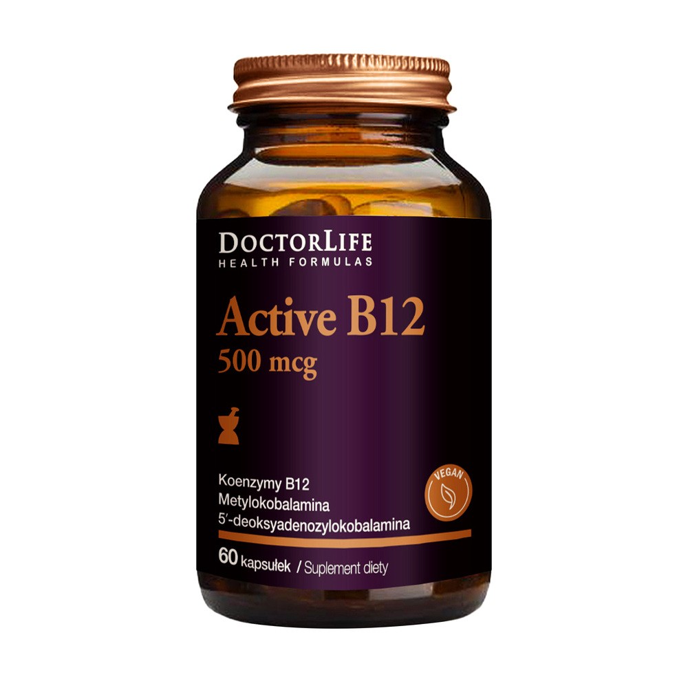 Doctor Life Active B12 aktywna witamina B12 500mg suplement diety 60 kapsułek