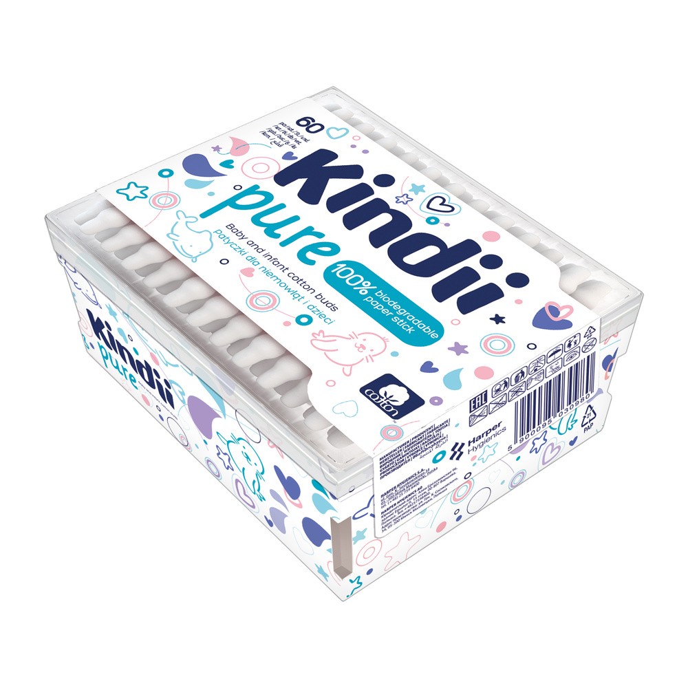 Cleanic KINDII PURE Patyczki higieniczne dla niemowląt, 60 szt 5900095030980
