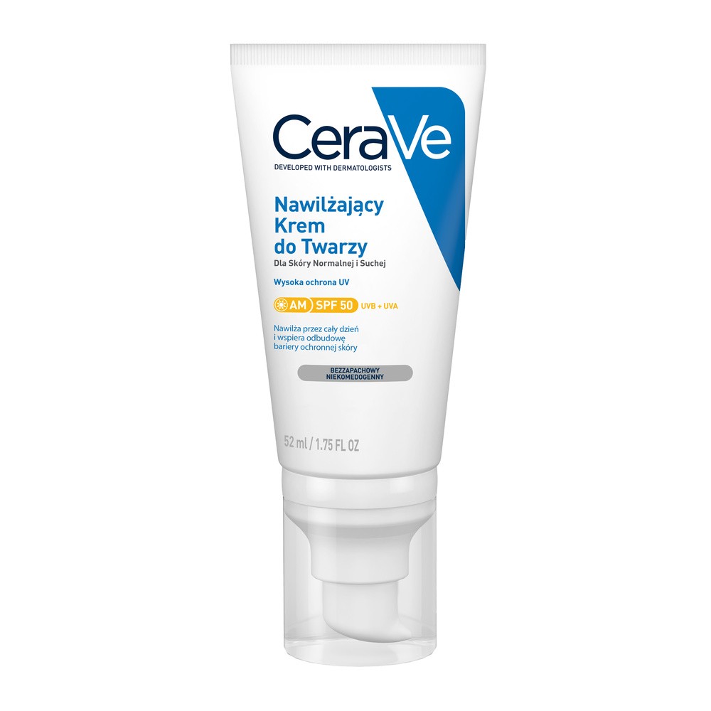 CeraVe nawilżający krem do twarzy SPF 50 dla skóry normalnej i suchej 52 ml